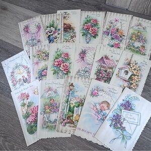 17 Vintage 50s-60s Scalloped Edge  Greeting Cards –Birthday, Get Well and more